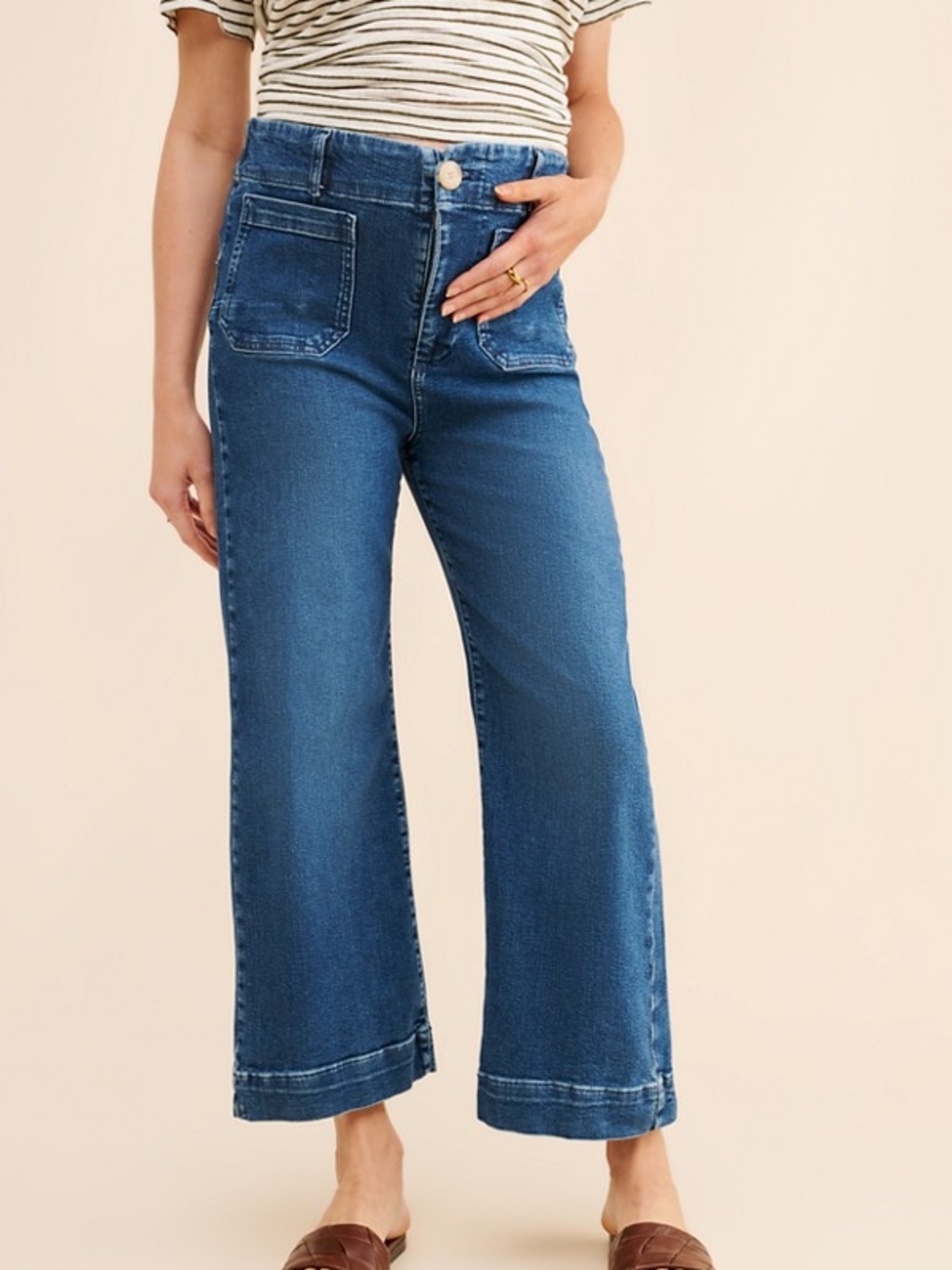 Maeve Maternity Colette High Rise Wide-Leg Cropped Jeans